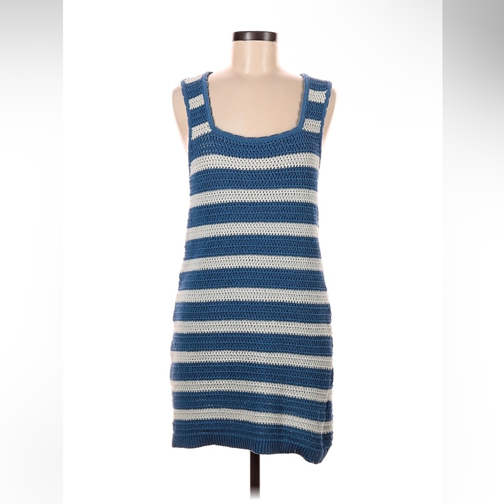 Free People Blue and Cream Striped Crochet Tank Dress - Picture 7 of 12
